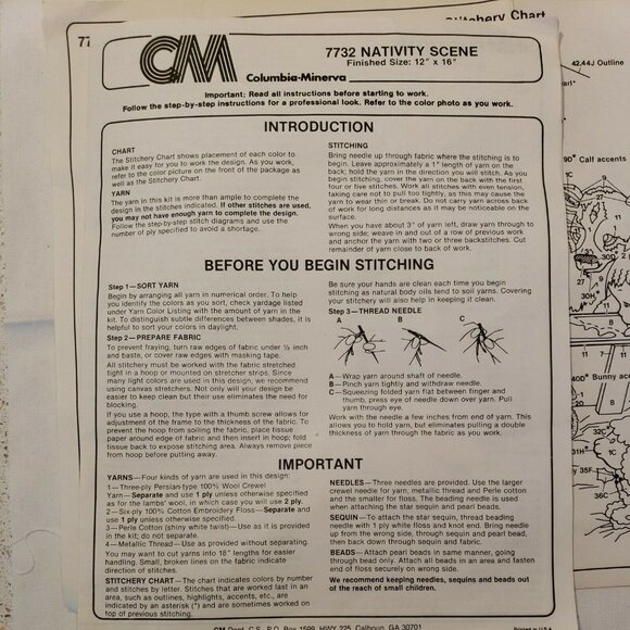 Columbia Minerva Crewel Kit Nativity Needlework 12x16 Christmas Morehead Vintage - Picture 9 of 12